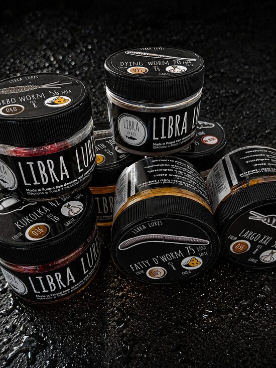 Libra Lures, Trout series, Largo 30, Turbo Worm mini 35, Turbo Worm 56, Dying Worm 70, Fatty D"Worm 75