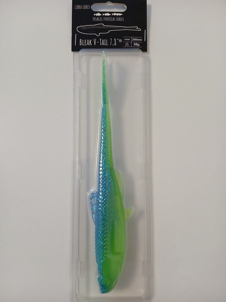 Bleak V-TAIL 7,8"/200mm, 127-Lime Chartreuse Blue, 30gr, 1pcs/pack