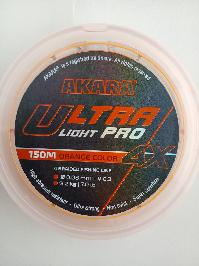 Line Akara Ultra Light Pro Orange 4X 150, 150M, 0,08mm, test 4,1kg