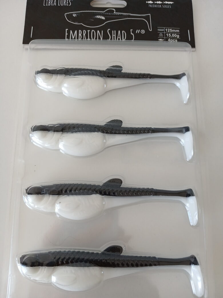 Embrion Shad 5"/125mm, 001-White, 15gr, 4pcs/pack