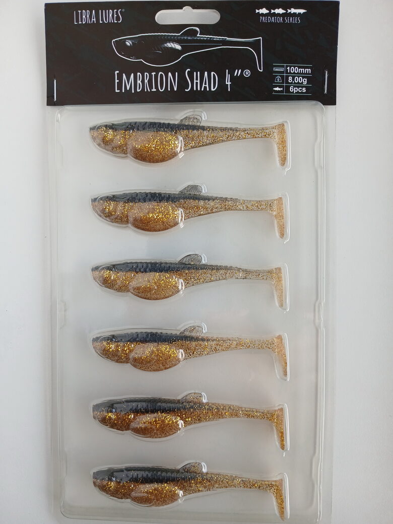 Embrion Shad 4"/100mm, 009-Gold, 8gr, 6pcs/pack