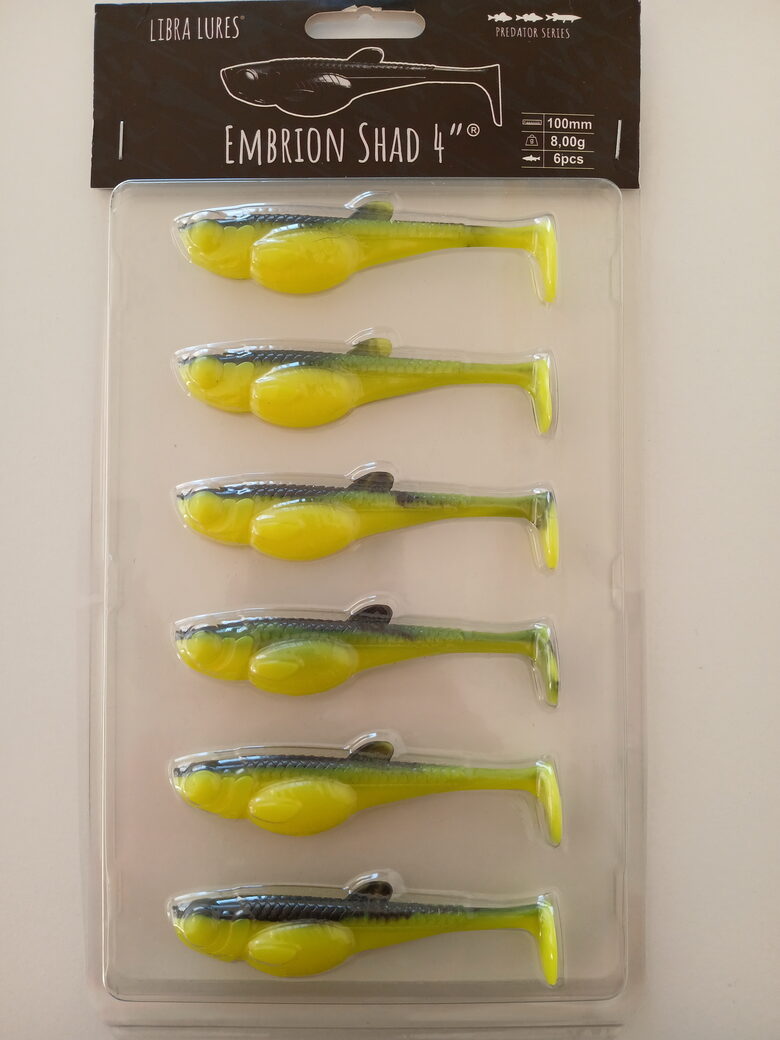 Embrion Shad 4"/100mm, 006-Hot Yellow, 8gr, 6pcs/pack
