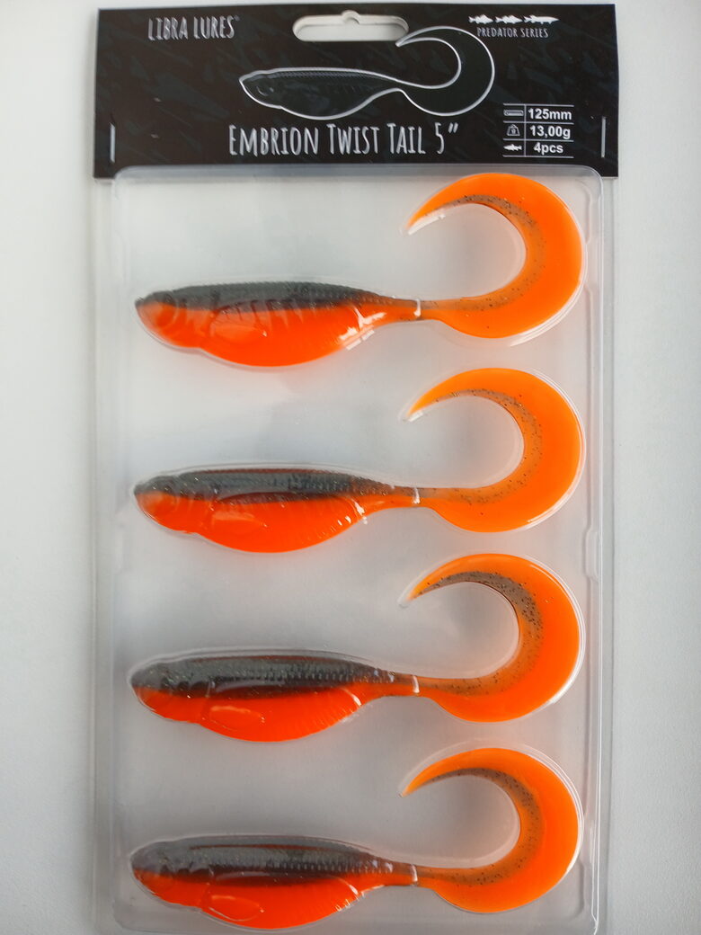 Embrion Twist Tail, 5"/125mm, 111-Angry Carrot, 13,5gr, 4pcs/pack