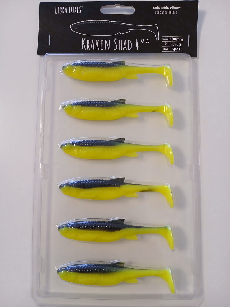Kraken Shad 4"/100mm, 006-Hot Yellow, 7,5gr, 6pcs/pack