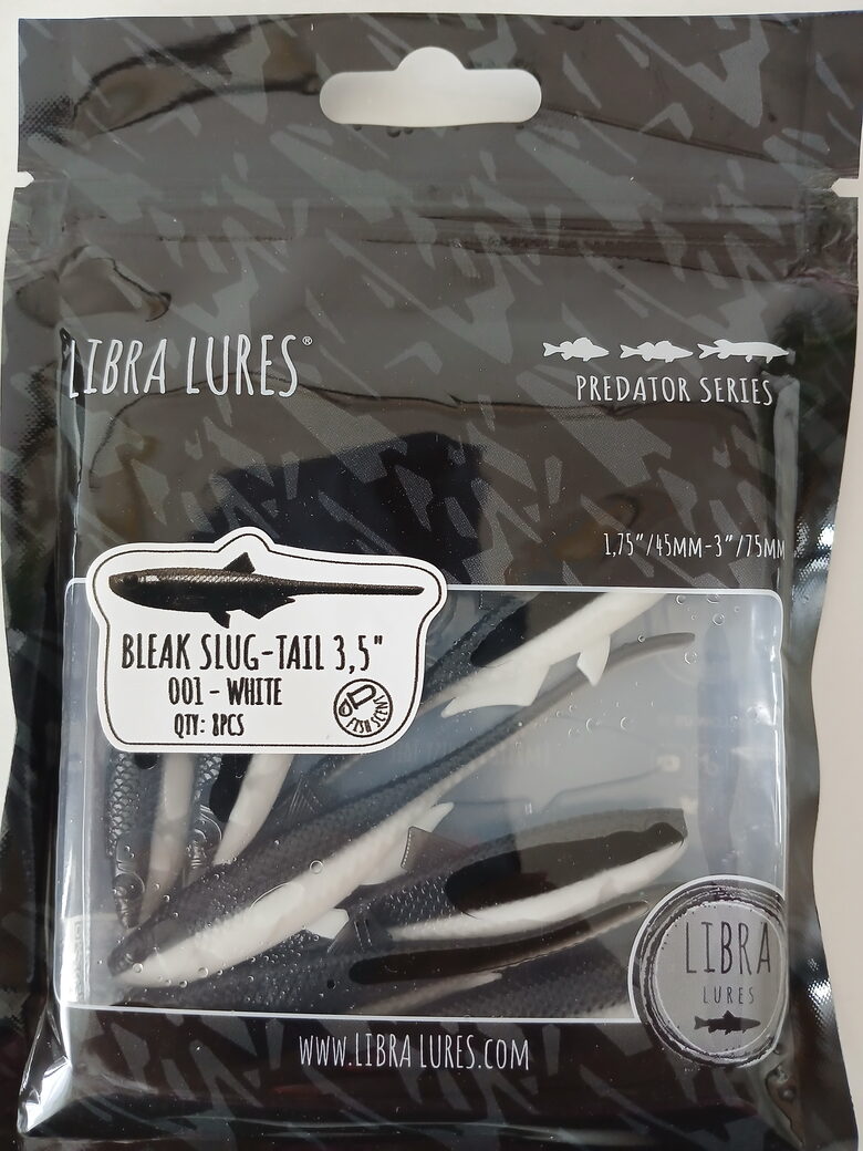 Mini Bleak-Slug Tail 3,5"/90mm, 001-White, 2,25gr, 8pcs/pack