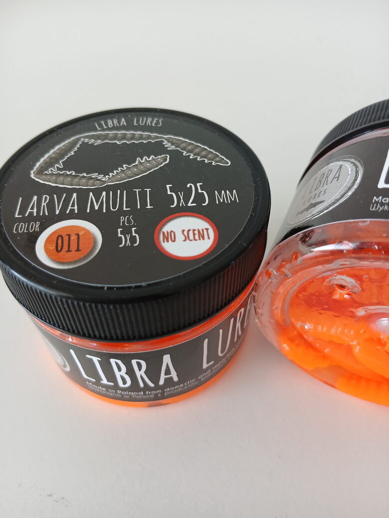 Larva multi 25mm (5x5), 011 - Hot Orange, 2,25gr, no scent, 25(5x5)pcs/pack