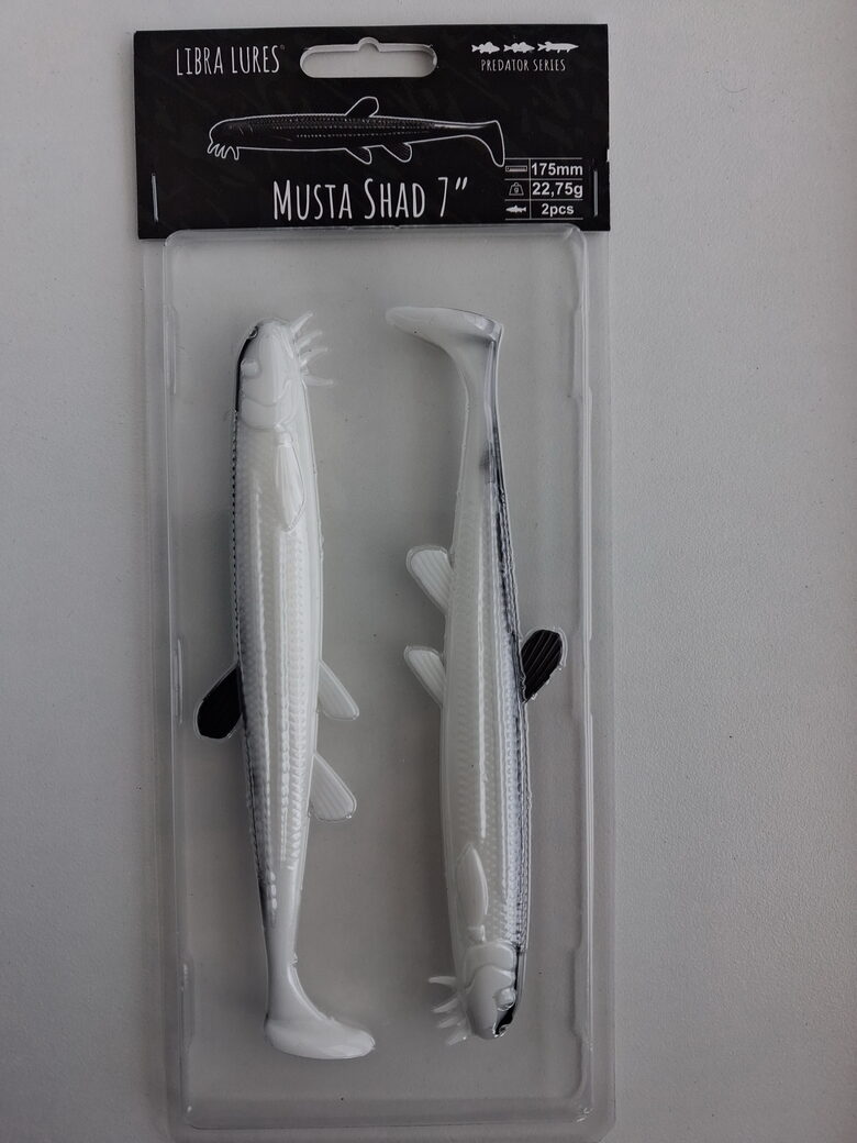 Musta Shad 7"/175mm, 001-White, 23,5gr, 2pcs/pack