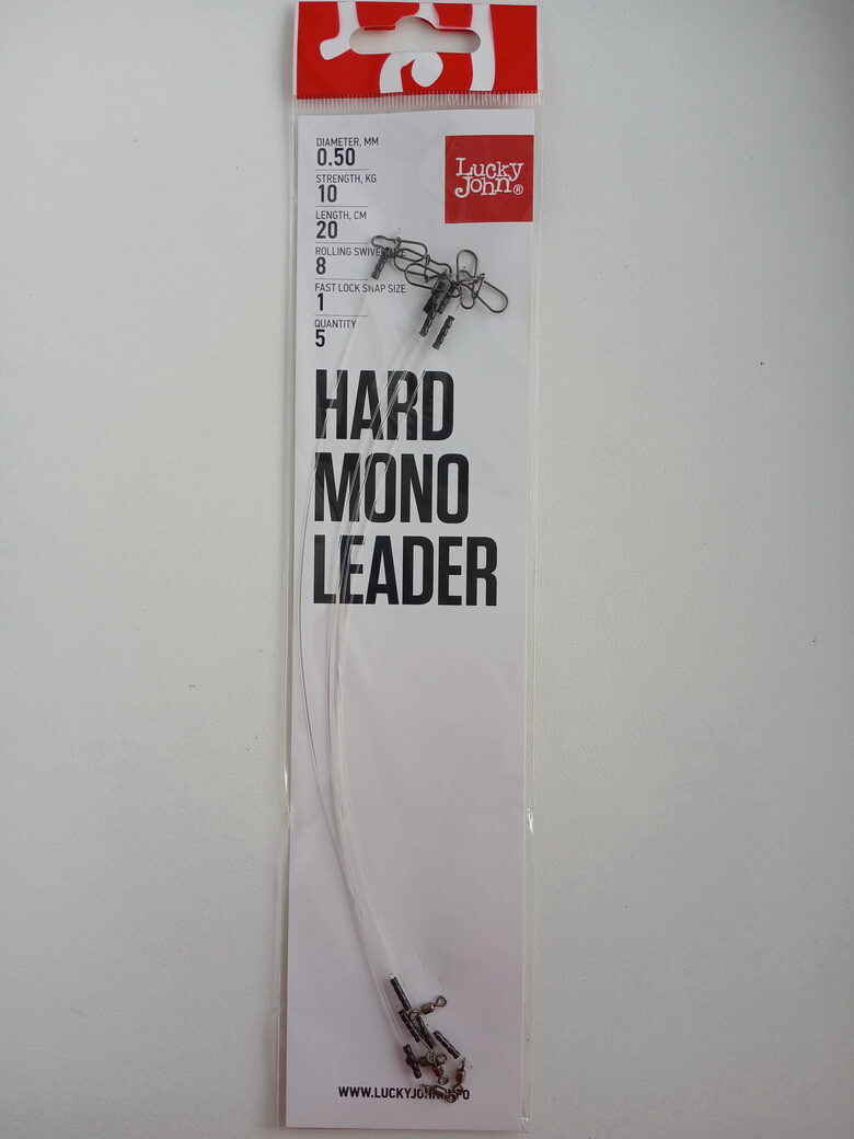 Lucky John Hard MONO, 0,50mm, length 20cm, test 10kg, 5pcs/pack