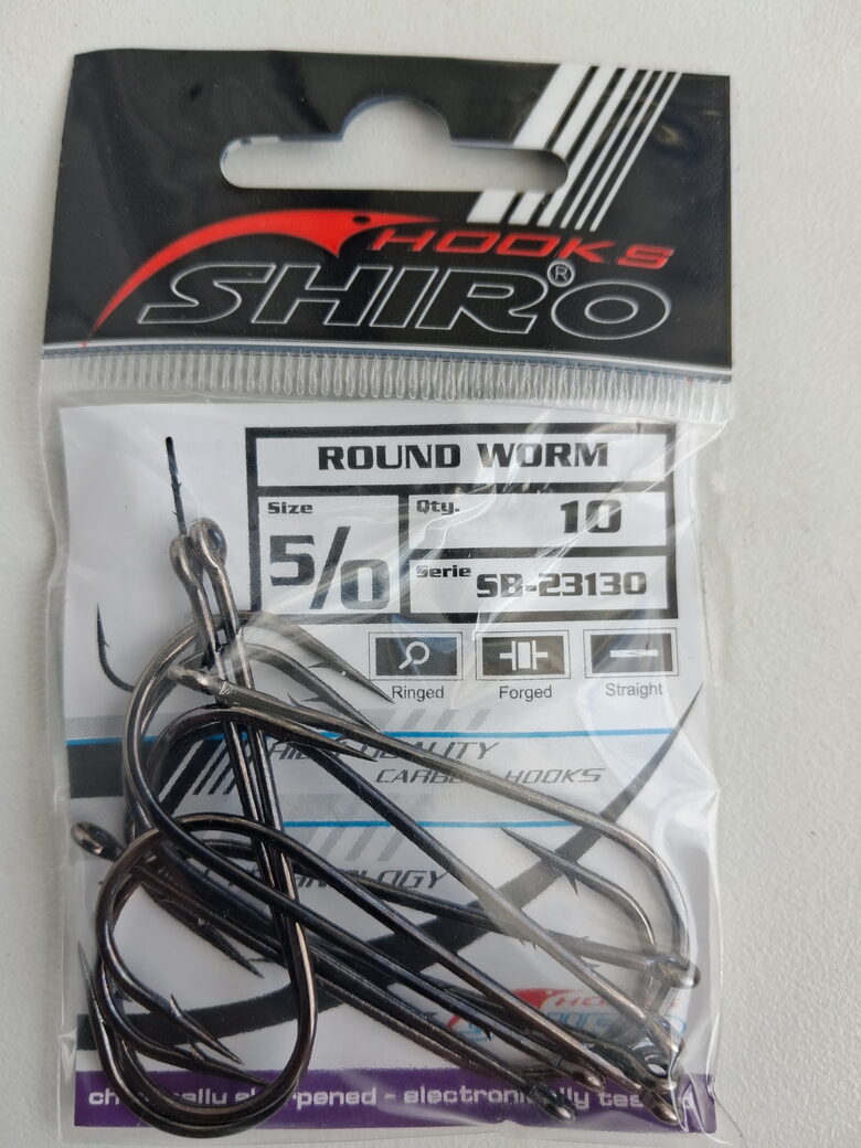 Round Worm Hook Shiro Nr.5/0, Black nickel, 10pcs/pack