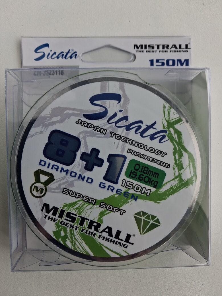 Плетёный шнур Sicata 8+1 Green 150м 0,18мм