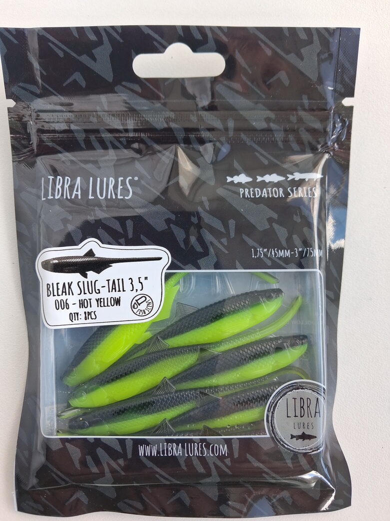 Mini Bleak-Slug Tail 3,5"/90mm, 006-Hot Yellow, 2,25gr, 8pcs/pack