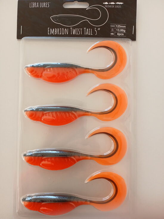 Embrion Twist Tail, 5"/125mm, 011-Hot Orange, 13,5gr, 4pcs/pack