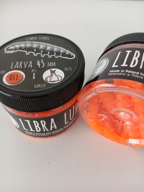 Larva 45mm, 011-Hot Orange, 1,6gr, Garlic, 8pcs/pack