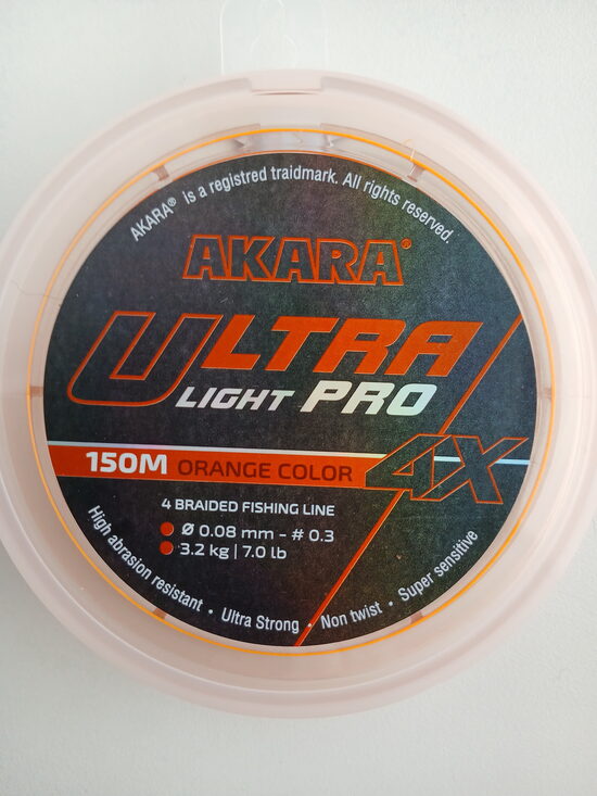Line Akara Ultra Light Pro Orange 4X 150, 150M, 0,08mm, test 4,1kg, 1 PSC