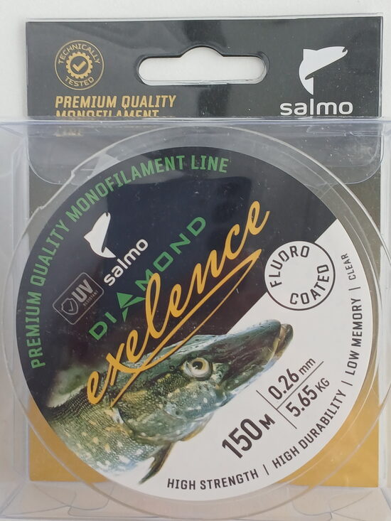 Monofil Salmo Diamond EXELENCE FLUORO COATED Clear, 0,26mm, test 5,65kg, 150m