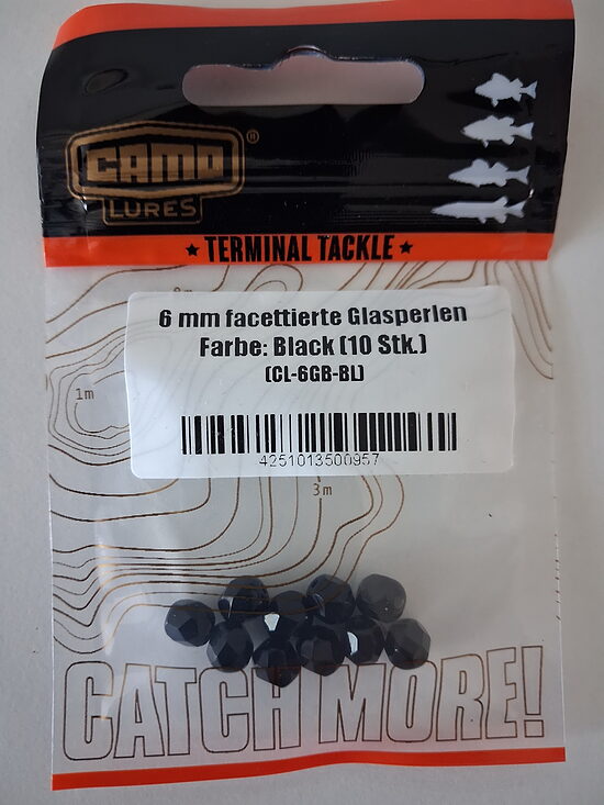 CAMO Lures slīpētās stikla pērlītes 6mm Black (10 gab.)