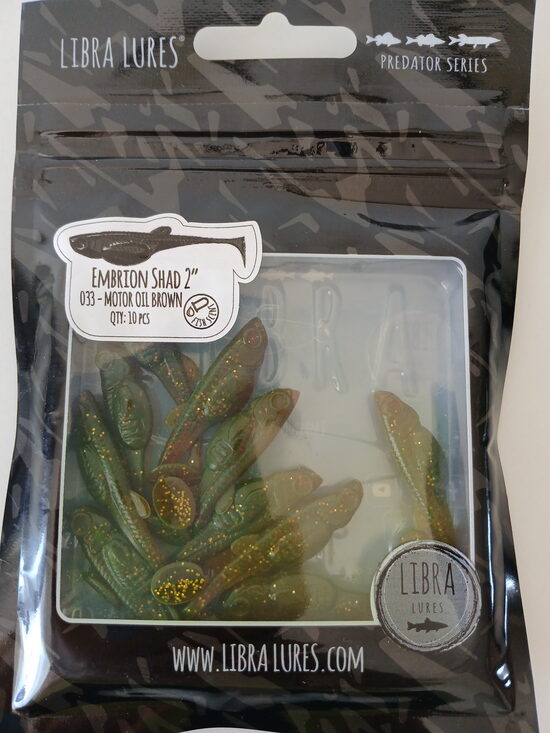 Embrion Shad 2"/50mm, 033-Motor Oil Brown, Aroma-Fish, 1,05gr, 10pcs/pack