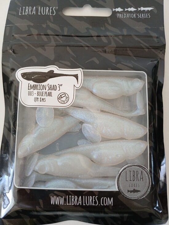 Embrion Shad 3"/75mm, 003-Blue Pearl, Aroma-Fish, 3,1gr, 8pcs/pack