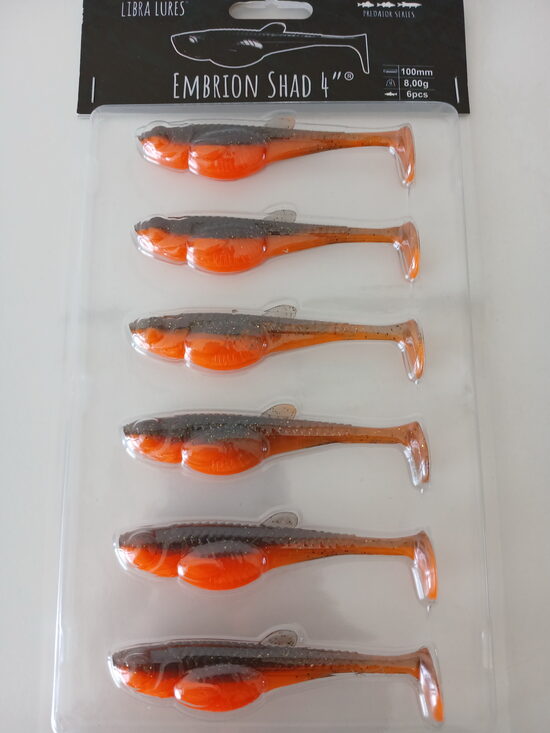 Embrion Shad 4"/100mm, 111-Angry Carrot, 8gr, 6pcs/pack
