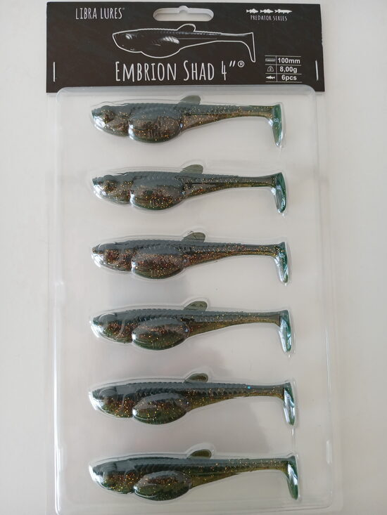 Embrion Shad 4"/100mm, 132-Motor Oil Green, 8gr, 6pcs/pack