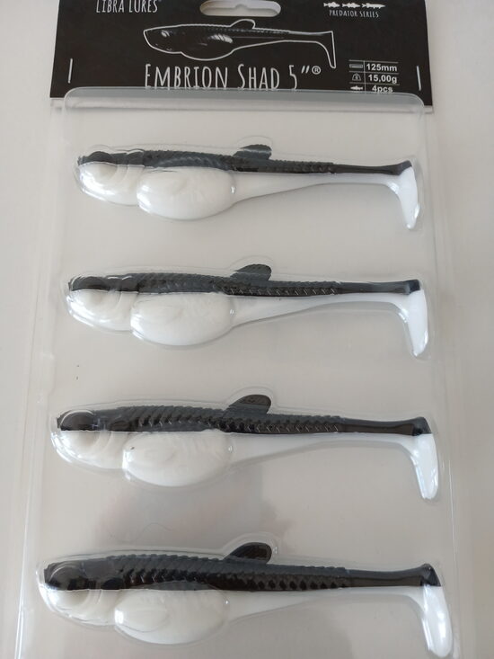 Embrion Shad 5"/125mm, 001-White, 15gr, 4pcs/pack
