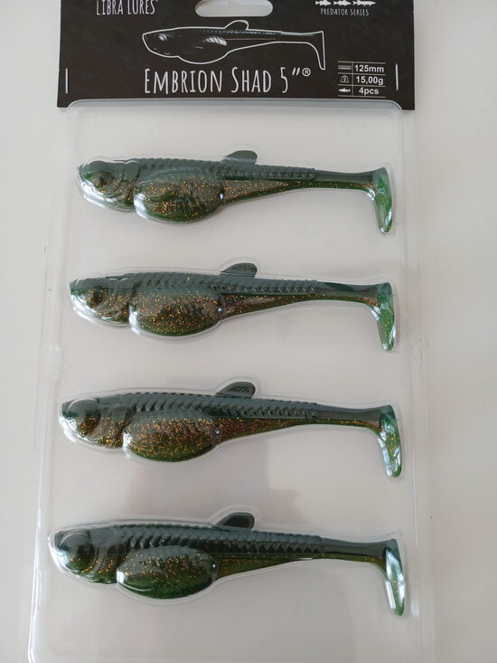 Embrion Shad 5"/125mm, 132-Motor Oil Green, 15gr, 4pcs/pack