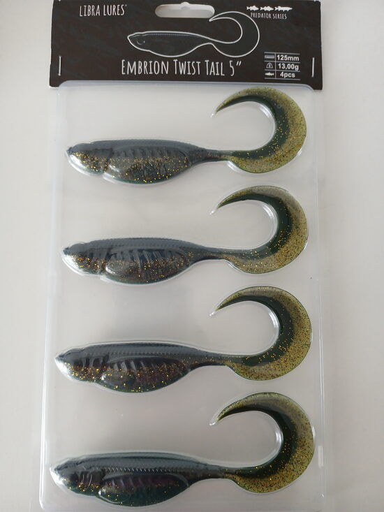 Embrion Twist Tail, 5"/125mm, 132-Motor Oil Green, 13,5gr, 4pcs/pack