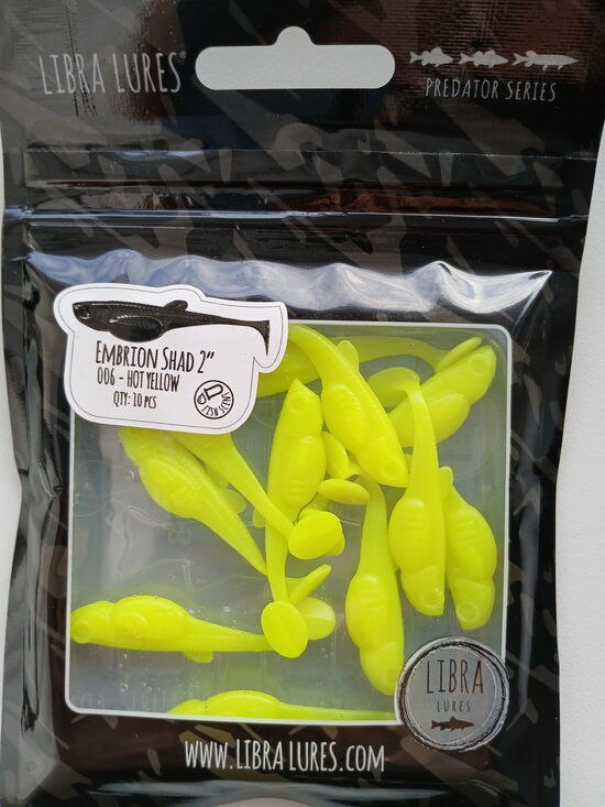 Embrion Shad 2"/50mm, 006-Hot Yellow, Aroma-Fish, 1,05gr, 12psc/pack
