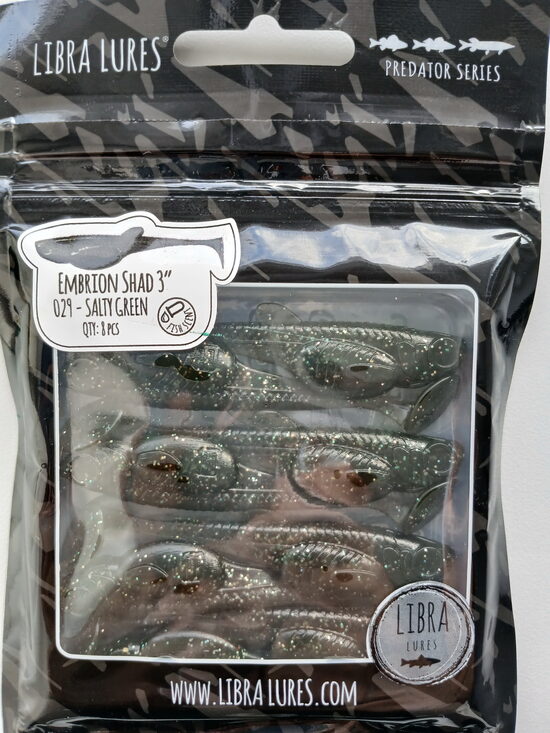 Embrion Shad 3"/75mm, 029-Salty Green, Aroma-Fish, 3,1gr, 8psc/pack