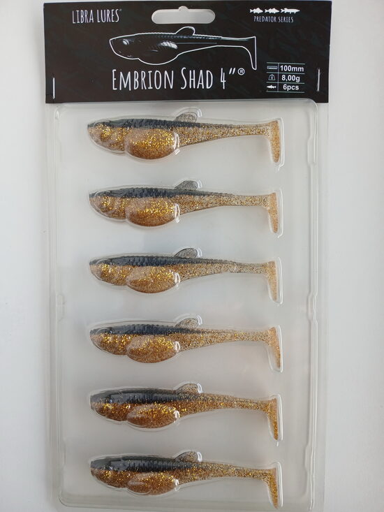 Embrion Shad 4"/100mm, 009-Gold, 8gr, 6psc/pack