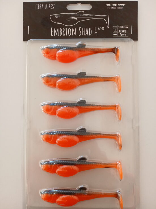 Embrion Shad 4"/100mm, 011-Hot Orange, 8gr, 6pcs/pack