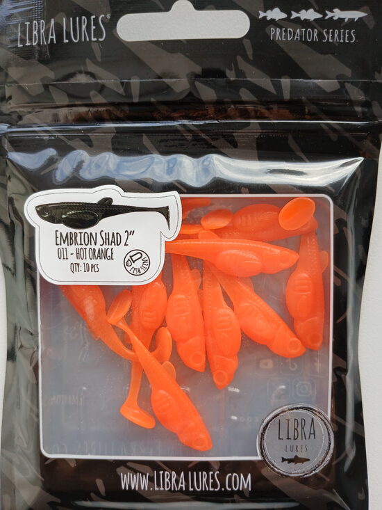 Embrion Shad 2"/50mm, 011-Hot Orange, Aroma-Fish, 1,05gr, 12psc/pack