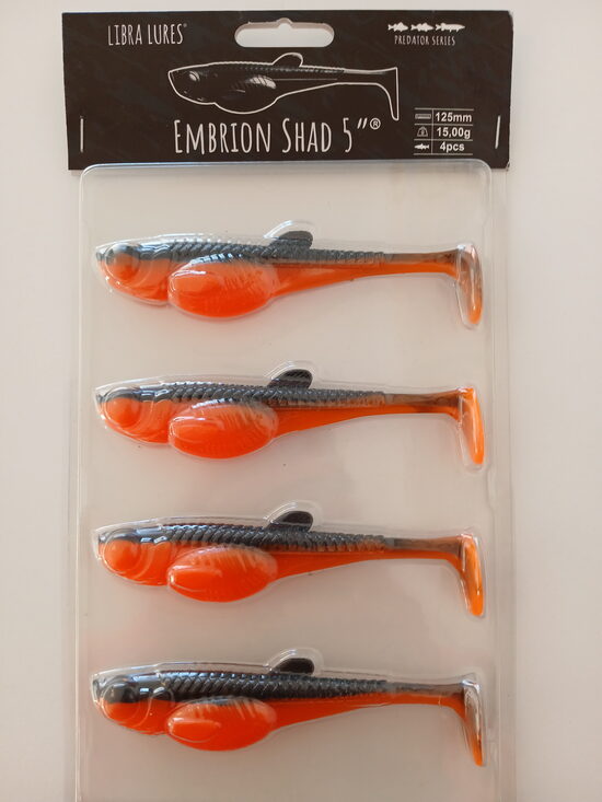 Embrion Shad 5"/125mm, 011-Hot Orange, 15gr, 4pcs/pack