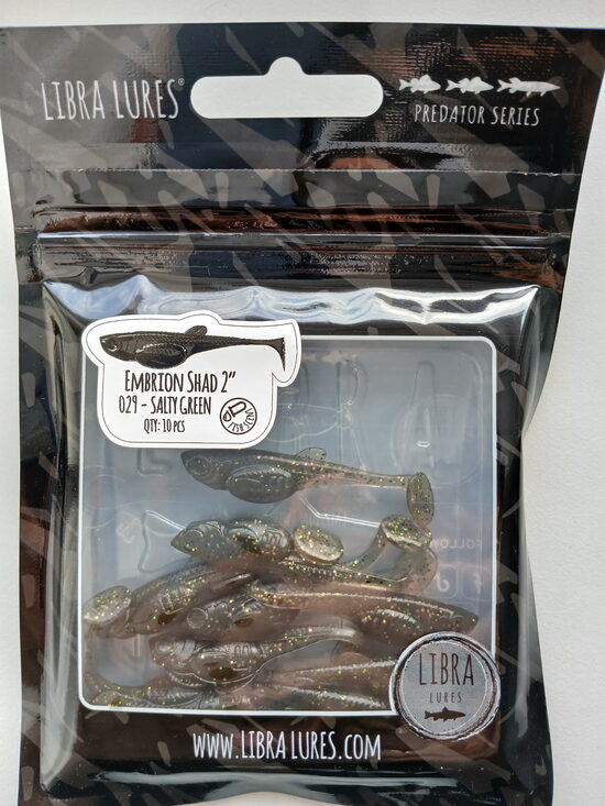 Embrion Shad 2"/50mm, 029-Salty Green, Aroma-Fish, 1,05gr, 12psc/pack