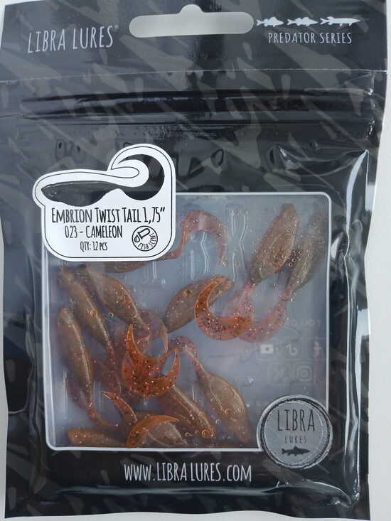 Embrion Twist Tail 1,75"/45mm, 023-Cameleon, Aroma-Fish, 0,75gr, 12psc/pack