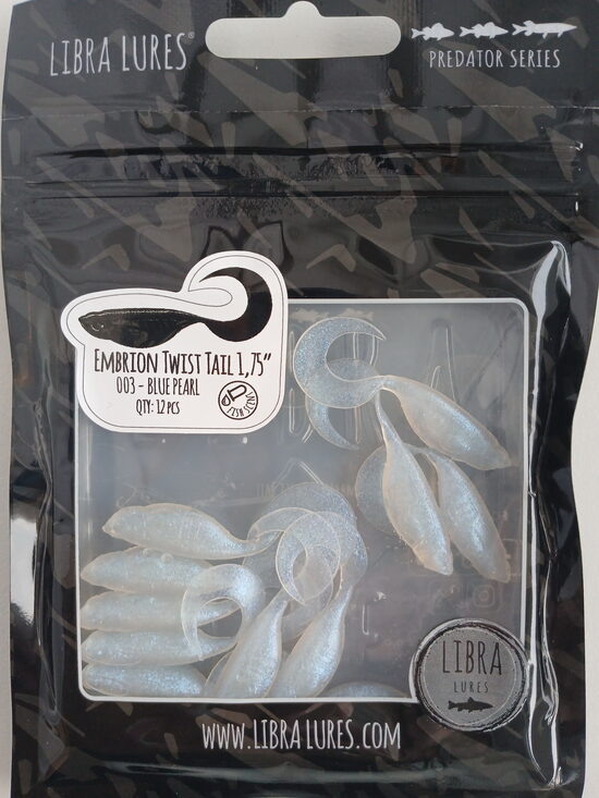 Embrion Twist Tail 1,75"/45mm, 003-Blue Pearl, Aroma-Fish, 0,75gr, 12psc/pack