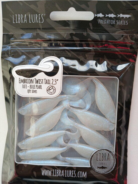 Embrion Twist Tail 2,5"/65mm, 003-Blue Pearl, Aroma-Fish, 2,5gr, 8psc/pack