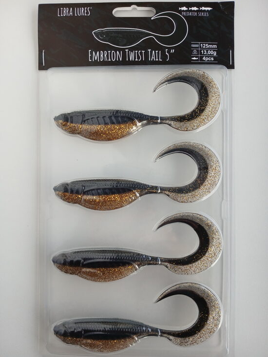 Embrion Twist Tail, 5"/125mm, 009-Gold, 13,5gr, 4psc/pack