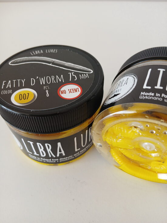 Fatty D"Worm 75mm, 007-Yellow, 2,1gr, no scent, 8pcs/pack