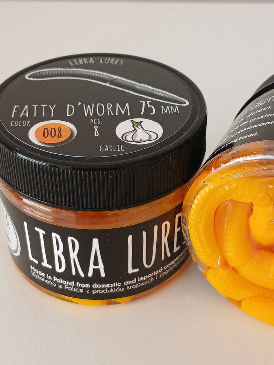 Fatty D"Worm 75mm, 008-Dark Yellow, 2,1gr, Garlic, 8pcs/pack