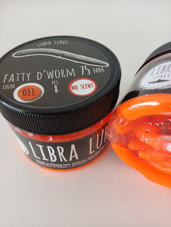 Fatty D"Worm 75mm, 011-Hot Orange, 2,1gr, no scent, 8pcs/pack
