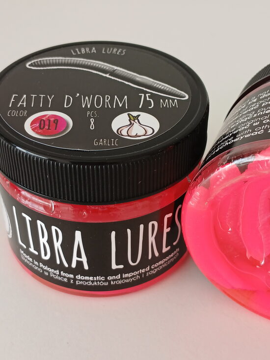 Fatty D"Worm 75mm, 019-Hot Pink, 2,1gr, Garlic, 8pcs/pack