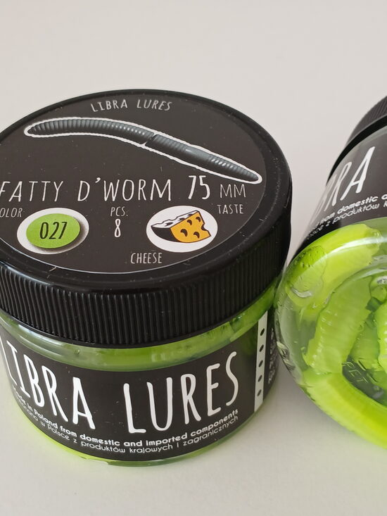 Fatty D"Worm 75mm, 027-Apple Green, 2,1gr, Cheese, 8pcs/pack