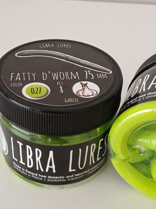 Fatty D"Worm 75mm, 027-Apple Green, 2,1gr, Garlic, 8pcs/pack
