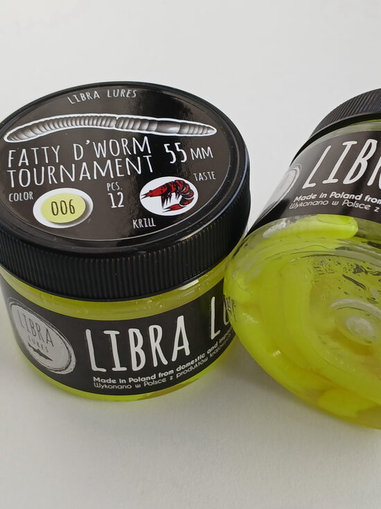 Fatty D"Worm Tournament 55, 006-Hot Yellow, Krill, 12psc/pack