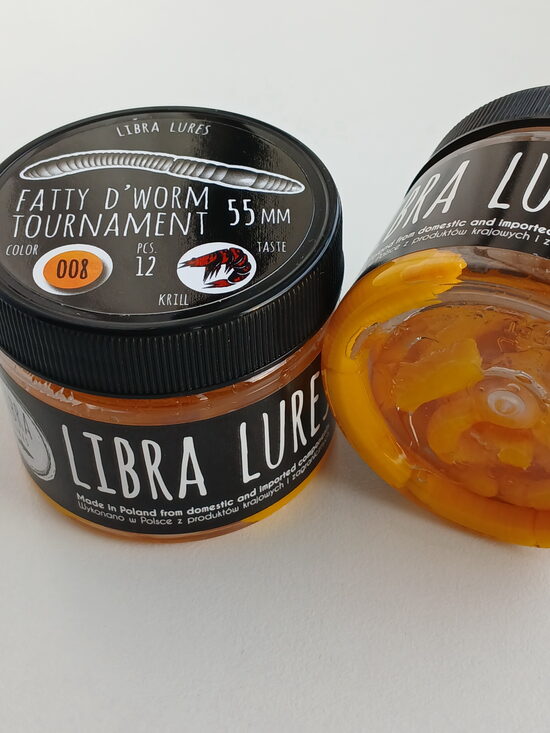 Fatty D"Worm Tournament 55, 008-Dark Yellow, Krill, 12psc/pack