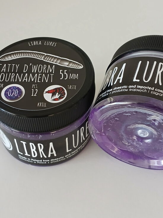 Fatty D"Worm Tournament 55, 020-Purple With Glitter, Krill, 12psc/pack