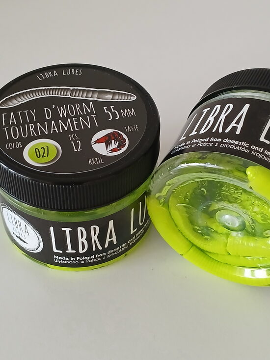 Fatty D"Worm Tournament 55, 027-Apple Green, Krill, 12psc/pack