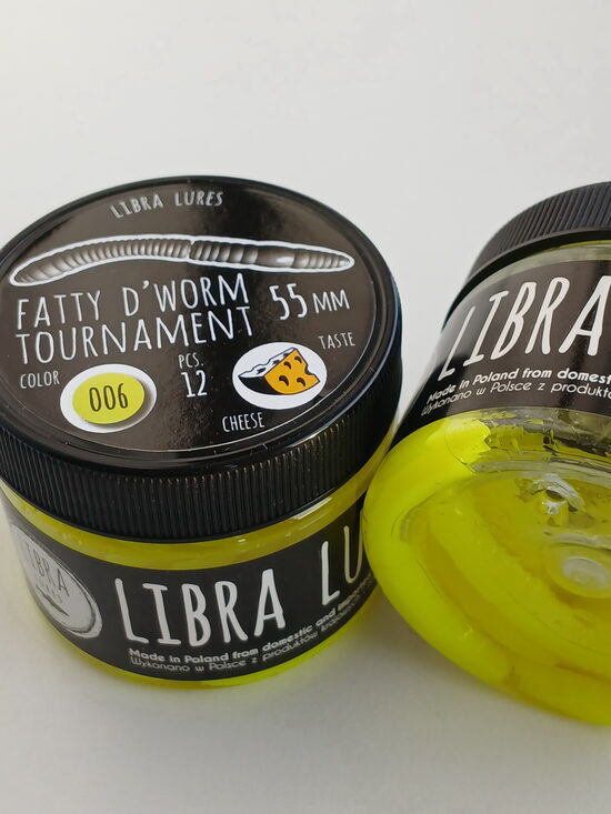 Fatty D"Worm Tournament 55, 006-Hot Yellow, Cheese, 12psc/pack