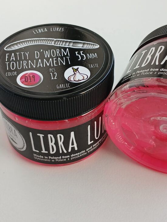 Fatty D"Worm Tournament 55, 019-Hot Pink, Garlic, 12psc/pack